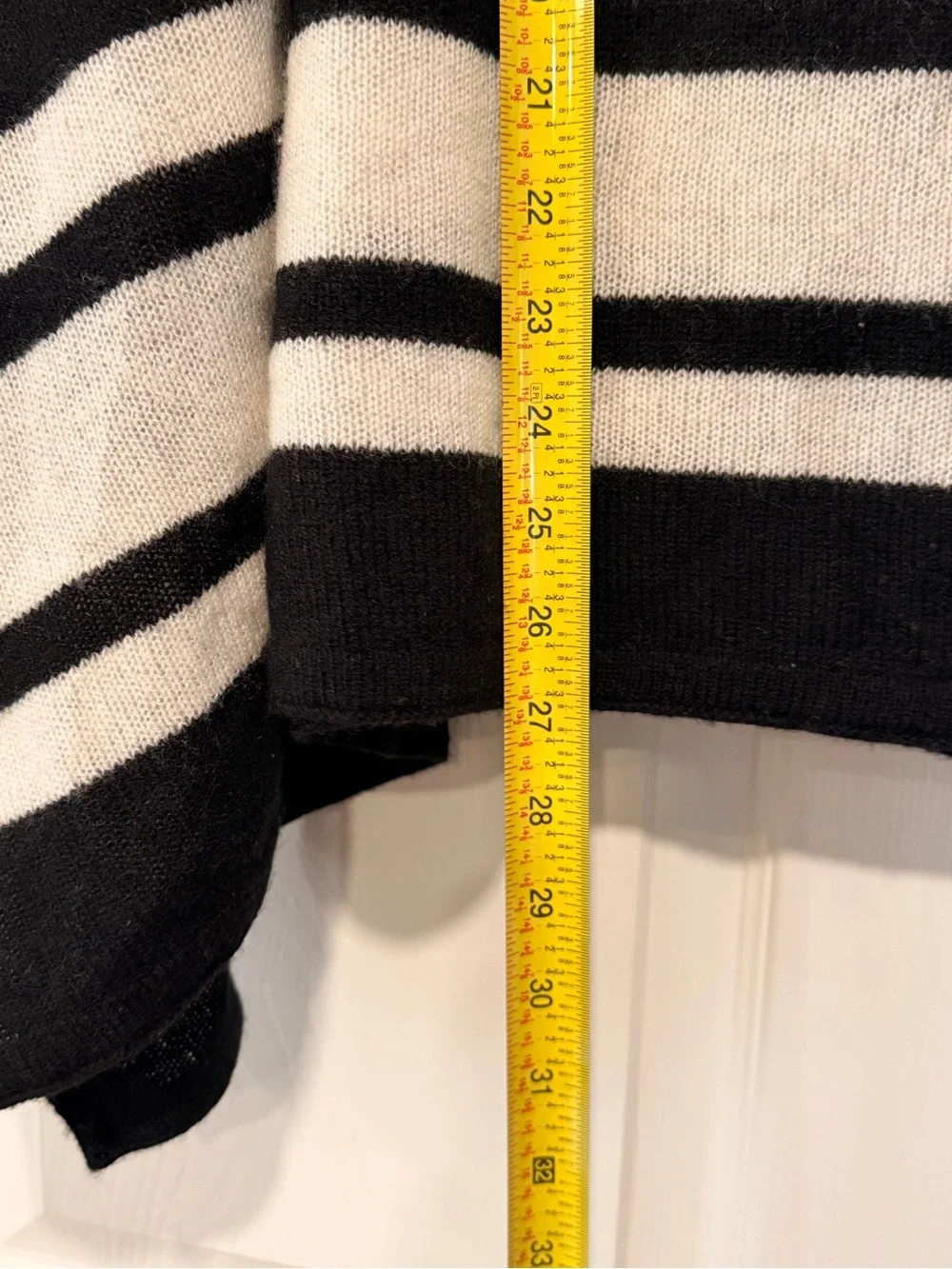 J. Crew Black & White Striped Cashmere & Merino Wool Blend Sweater Poncho #458 - Picture 5 of 13